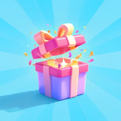 3D Rendered Open Gift Box With Confetti