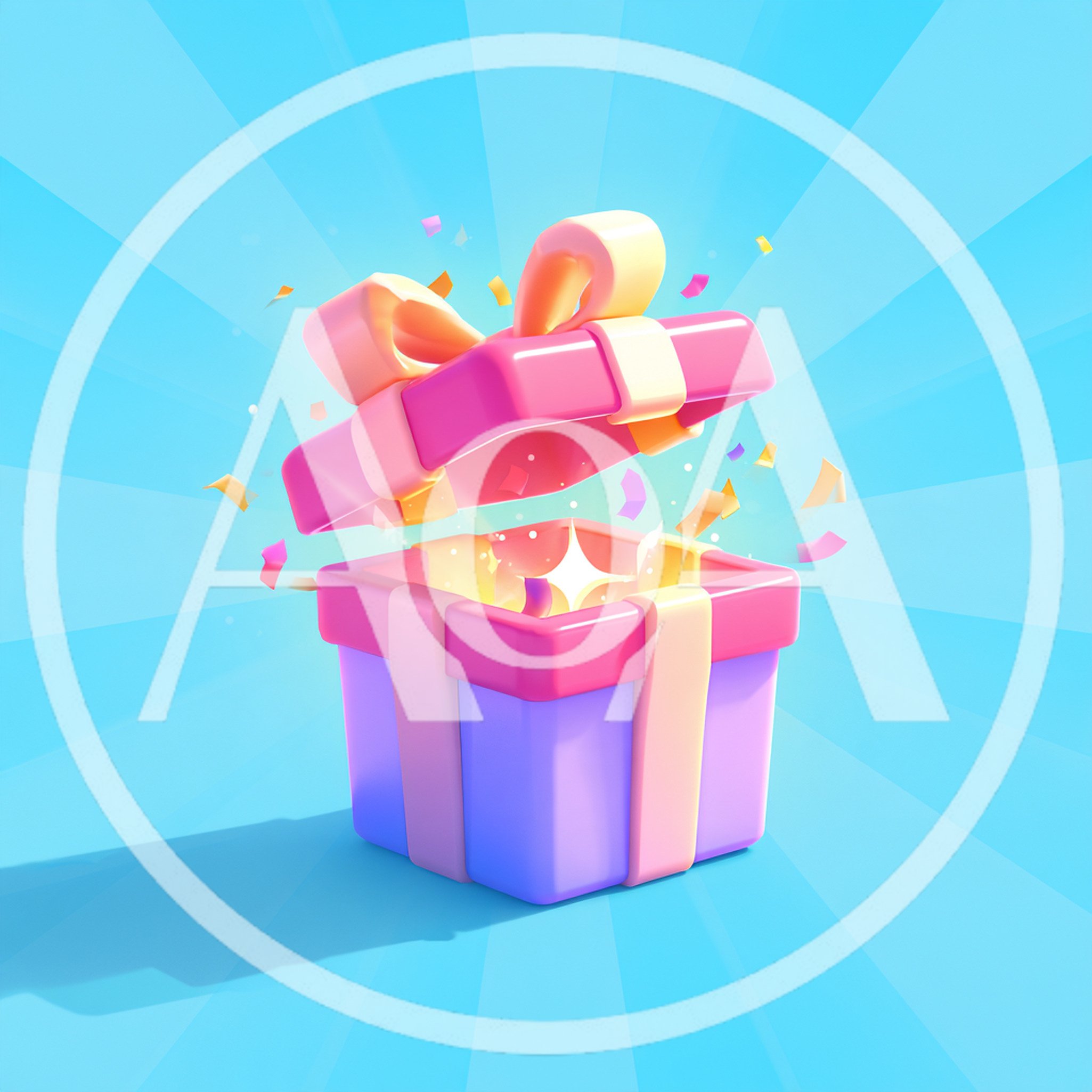 3D Rendered Open Gift Box With Confetti
