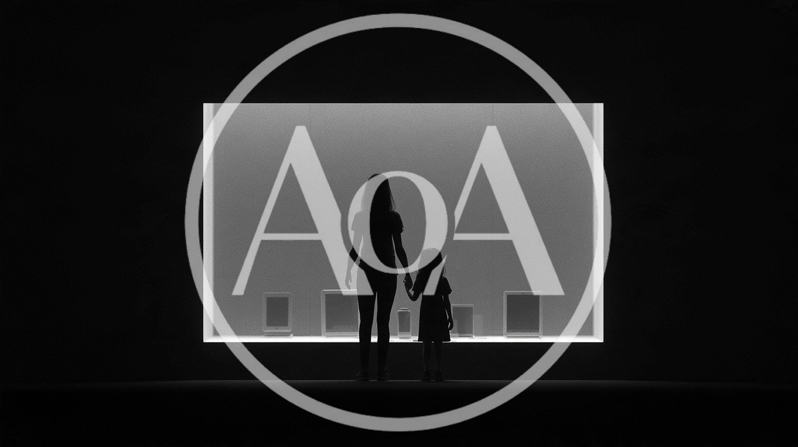 Silhouette Of Mother And Daughter Looking At Museum Display