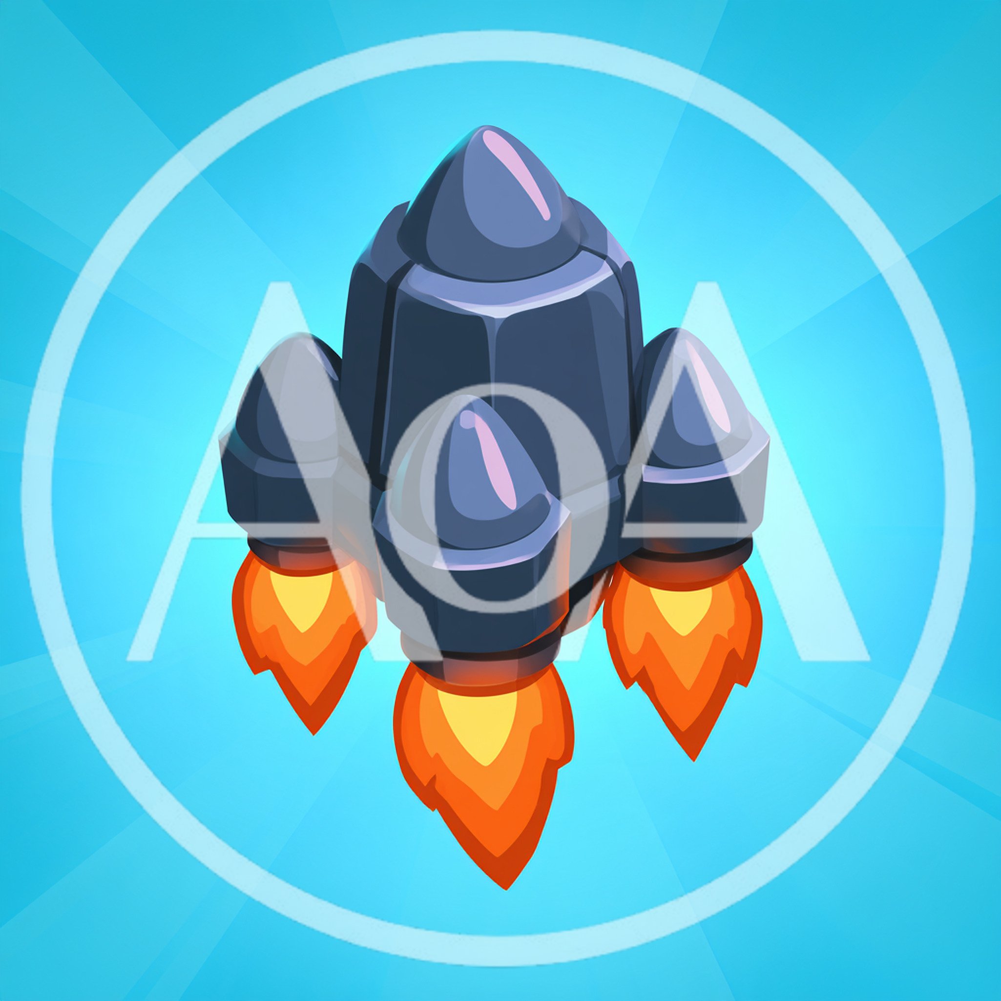 Cartoon Style Rocket Ship Flying With Fire Exhaust
