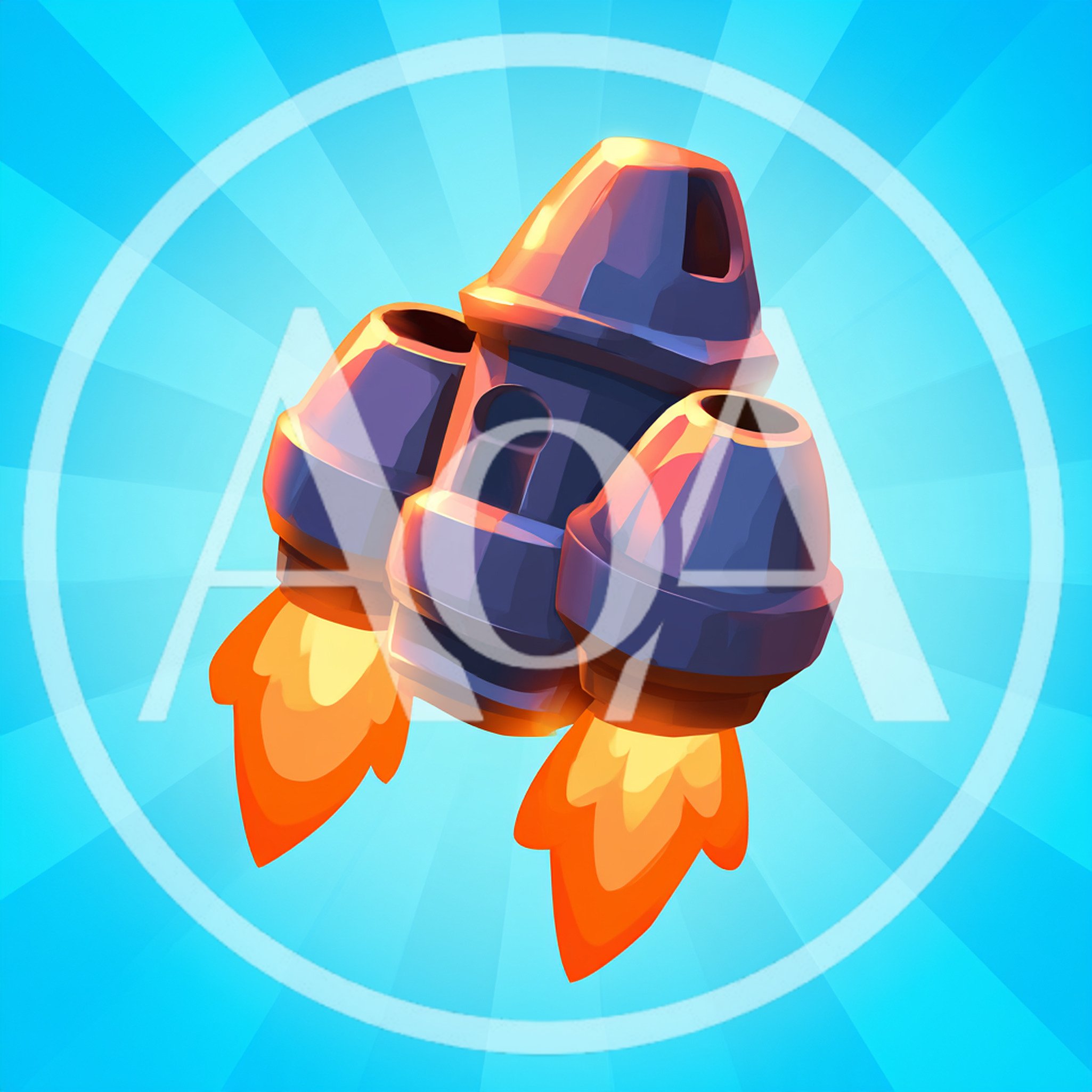 Cartoon Style Rocket Ship Flying With Fire Exhaust
