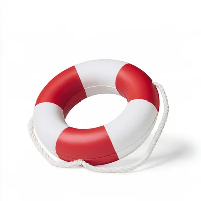 Red and White Lifebuoy Ring on White Background