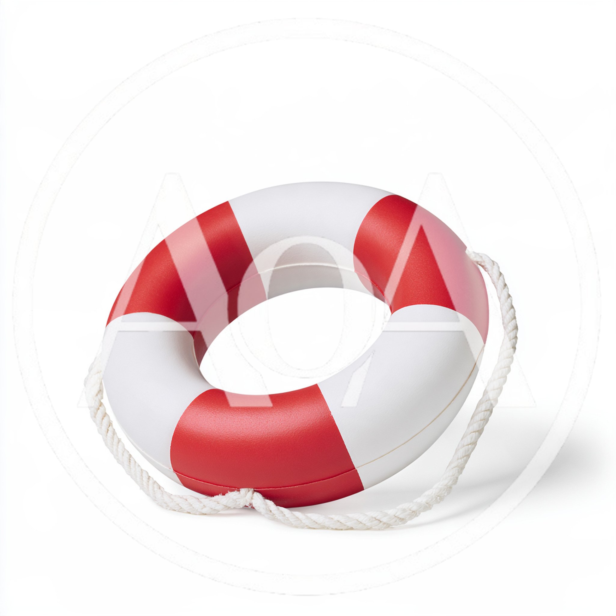 Red and White Lifebuoy Ring on White Background