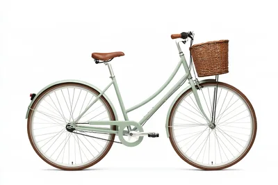 Mint Green Vintage Style Bicycle With Wicker Basket