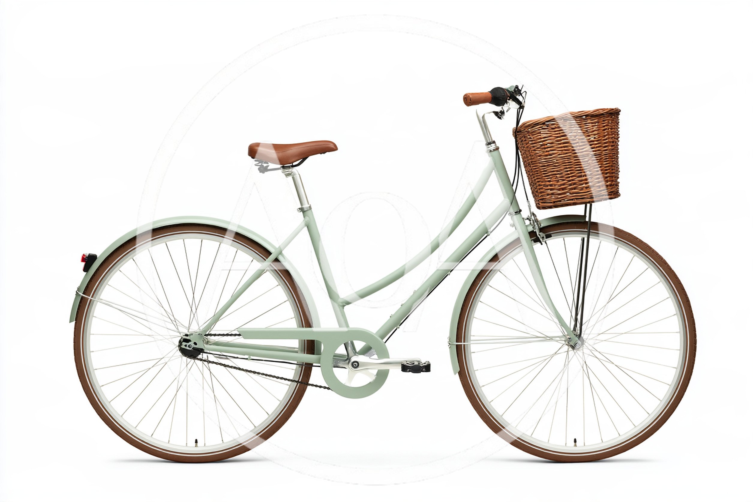 Mint Green Vintage Style Bicycle With Wicker Basket