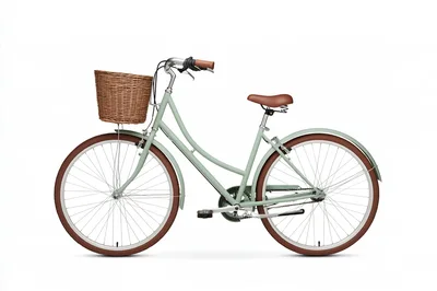Mint Green Vintage Style Bicycle With Wicker Basket