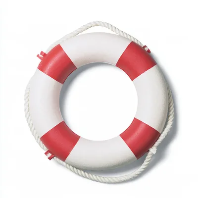 Classic Red And White Lifebuoy Ring On White Background