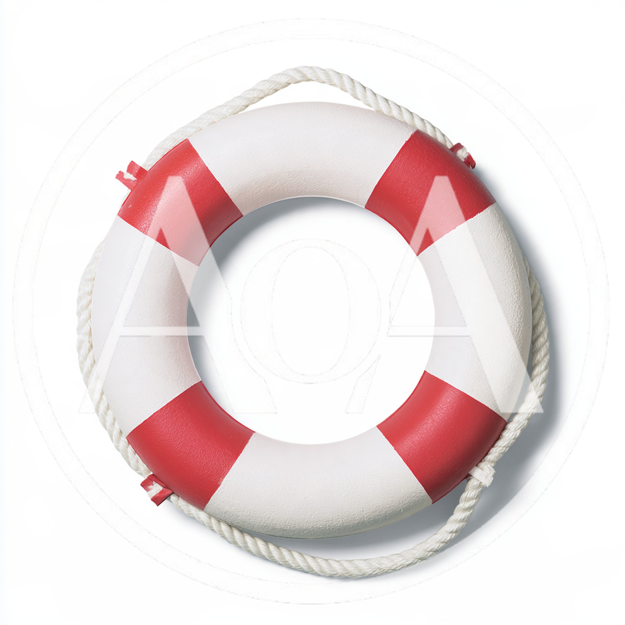 Classic Red And White Lifebuoy Ring On White Background