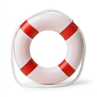 Classic Red And White Lifebuoy Ring Isolated On White