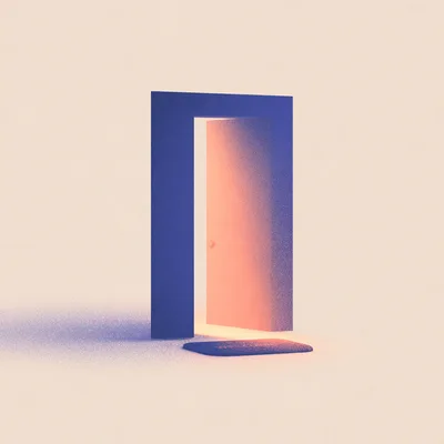 Minimalist Illustration Of An Open Doorway With Light