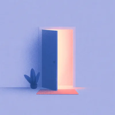 Minimalist Illustration Of An Open Door With Warm Light