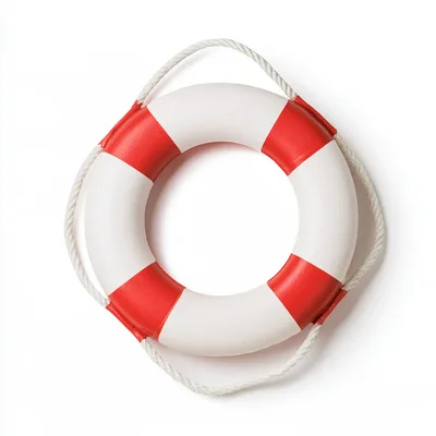 Red and White Lifebuoy Ring Isolated on White