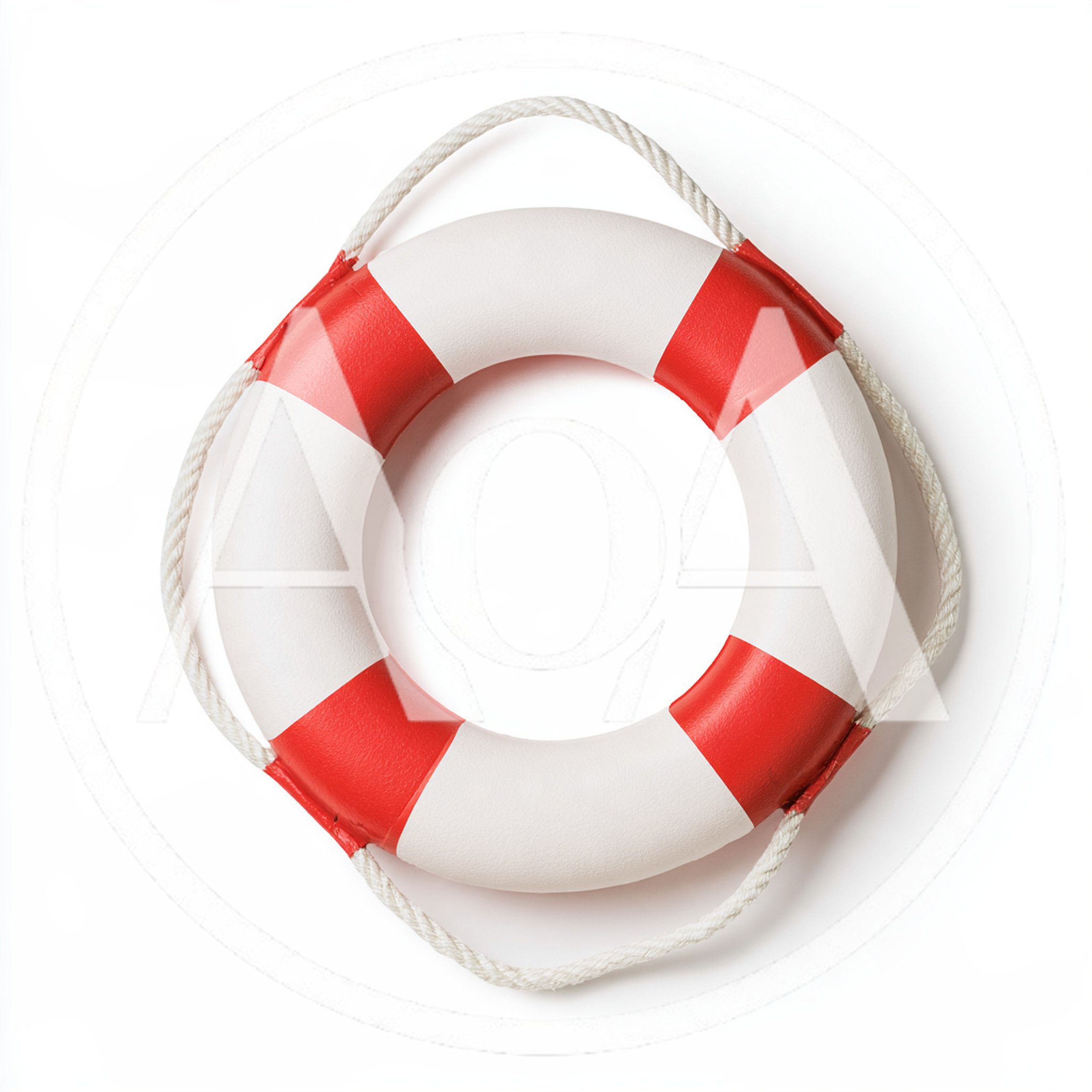 Red and White Lifebuoy Ring Isolated on White