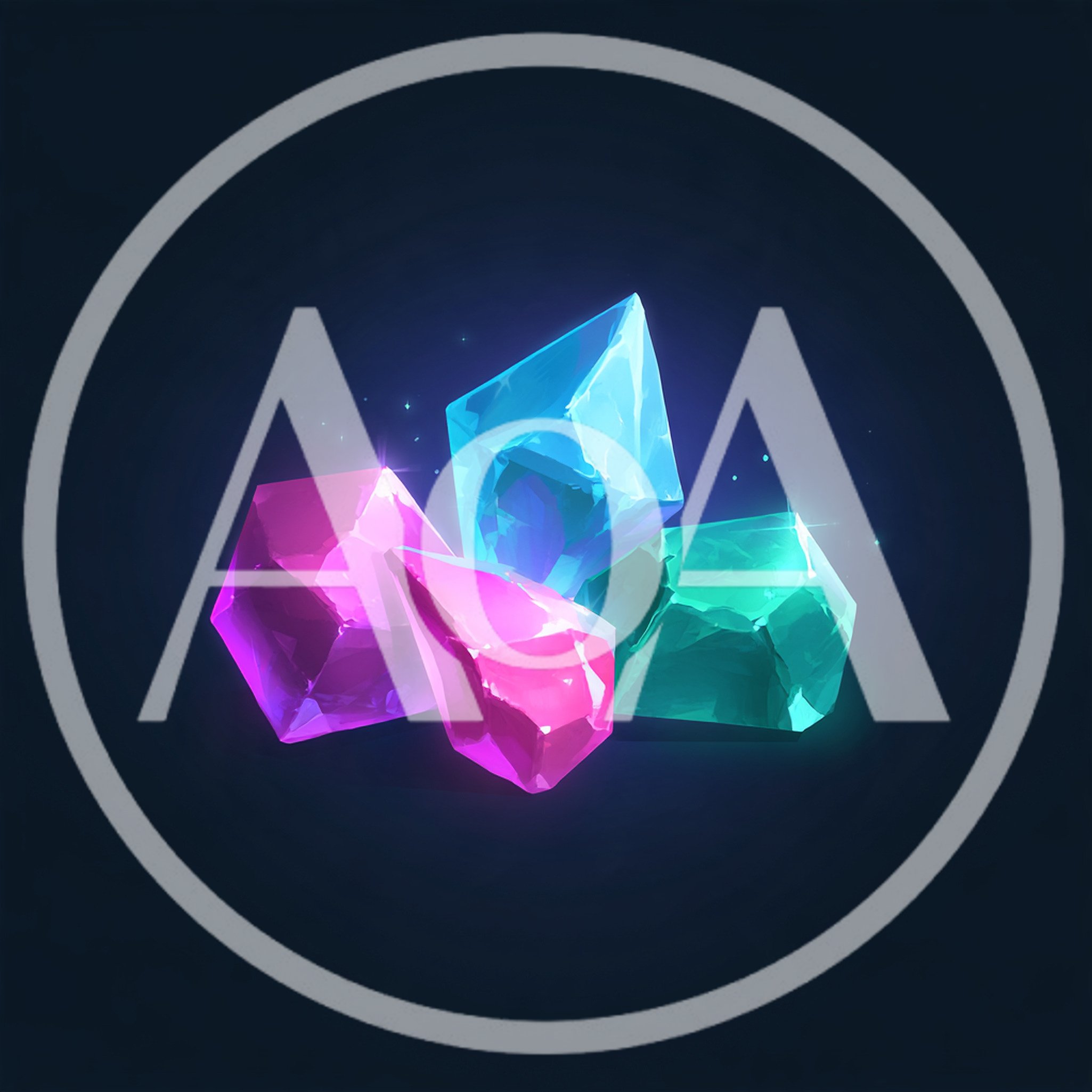 Glowing Multicolored Gemstones On Dark Background