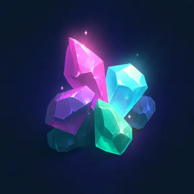 Glowing Multicolored Fantasy Crystal Cluster Illustration