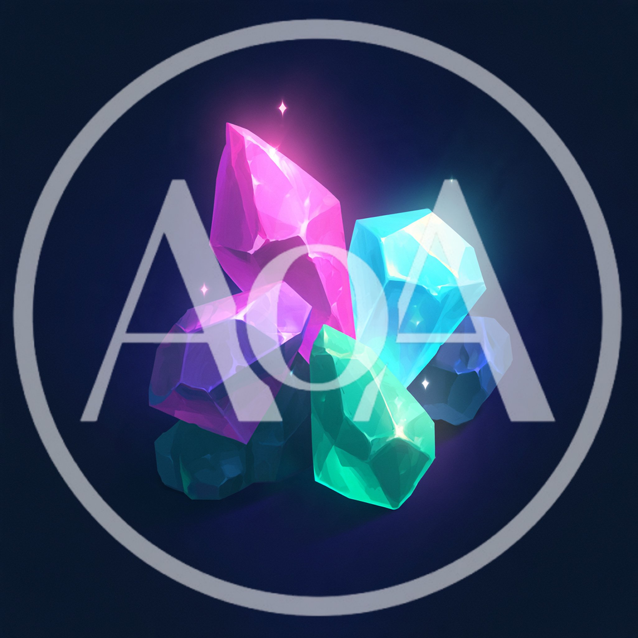 Glowing Multicolored Fantasy Crystal Cluster Illustration