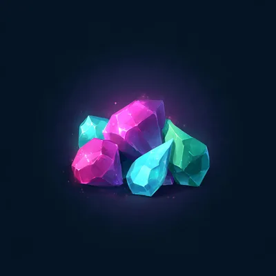 Glowing Multicolored Gemstone Cluster On Dark Background