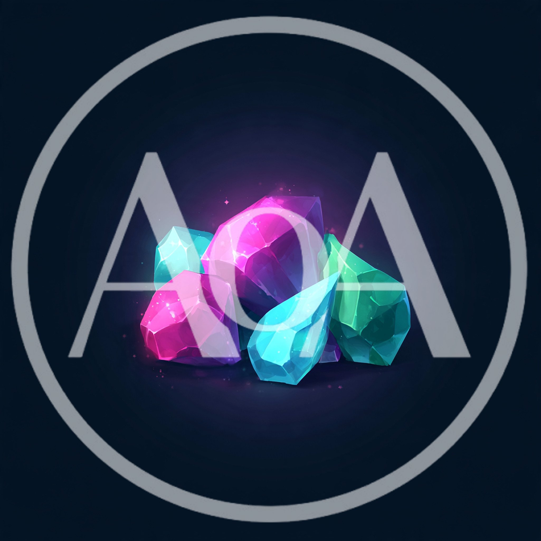 Glowing Multicolored Gemstone Cluster On Dark Background
