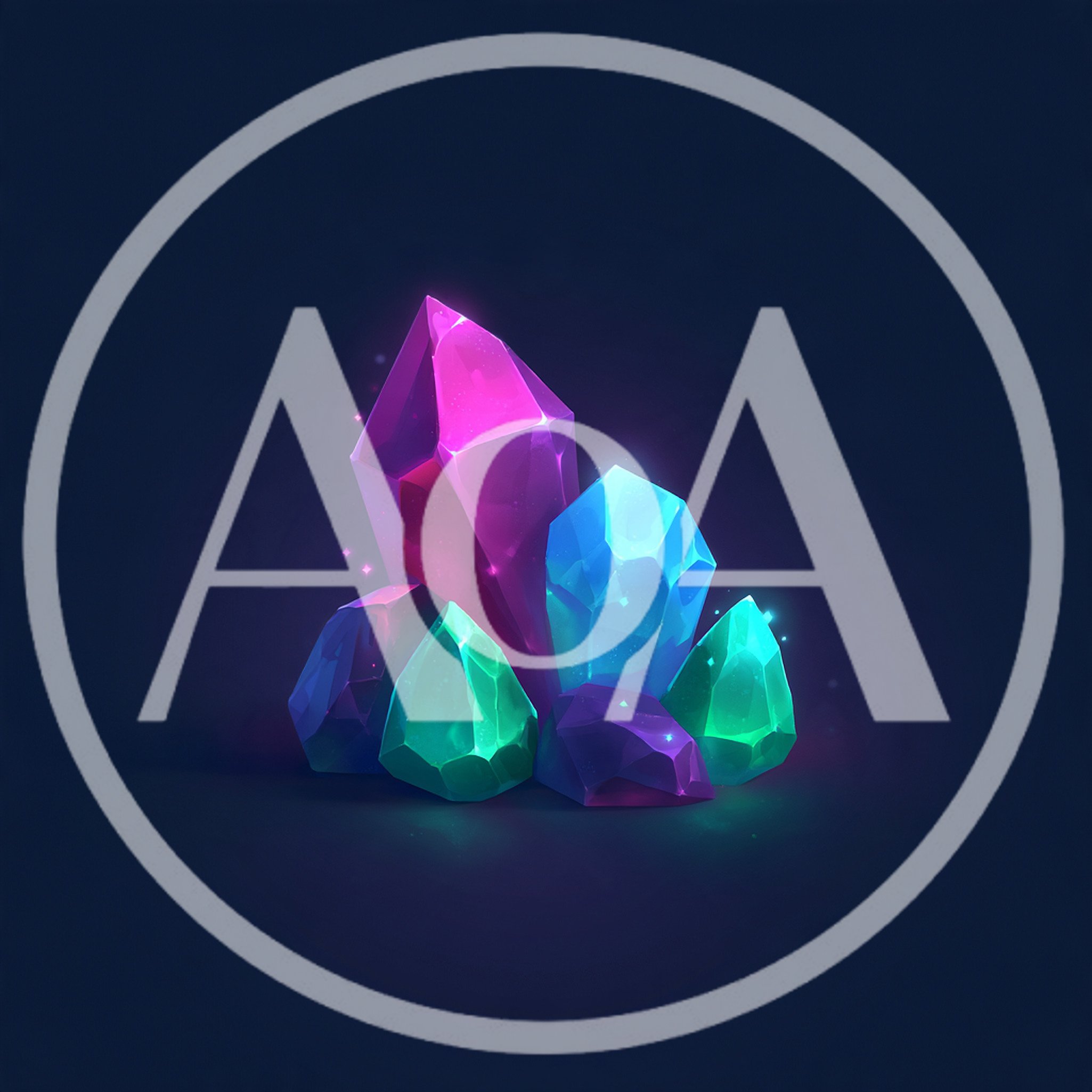 Glowing Multicolored Fantasy Crystal Cluster Illustration