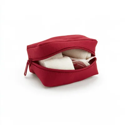 Red First Aid Kit Pouch With Medical Bandages