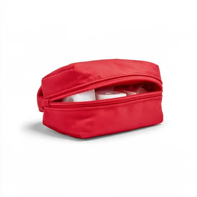 Red First Aid Kit Bag With Medical Supplies