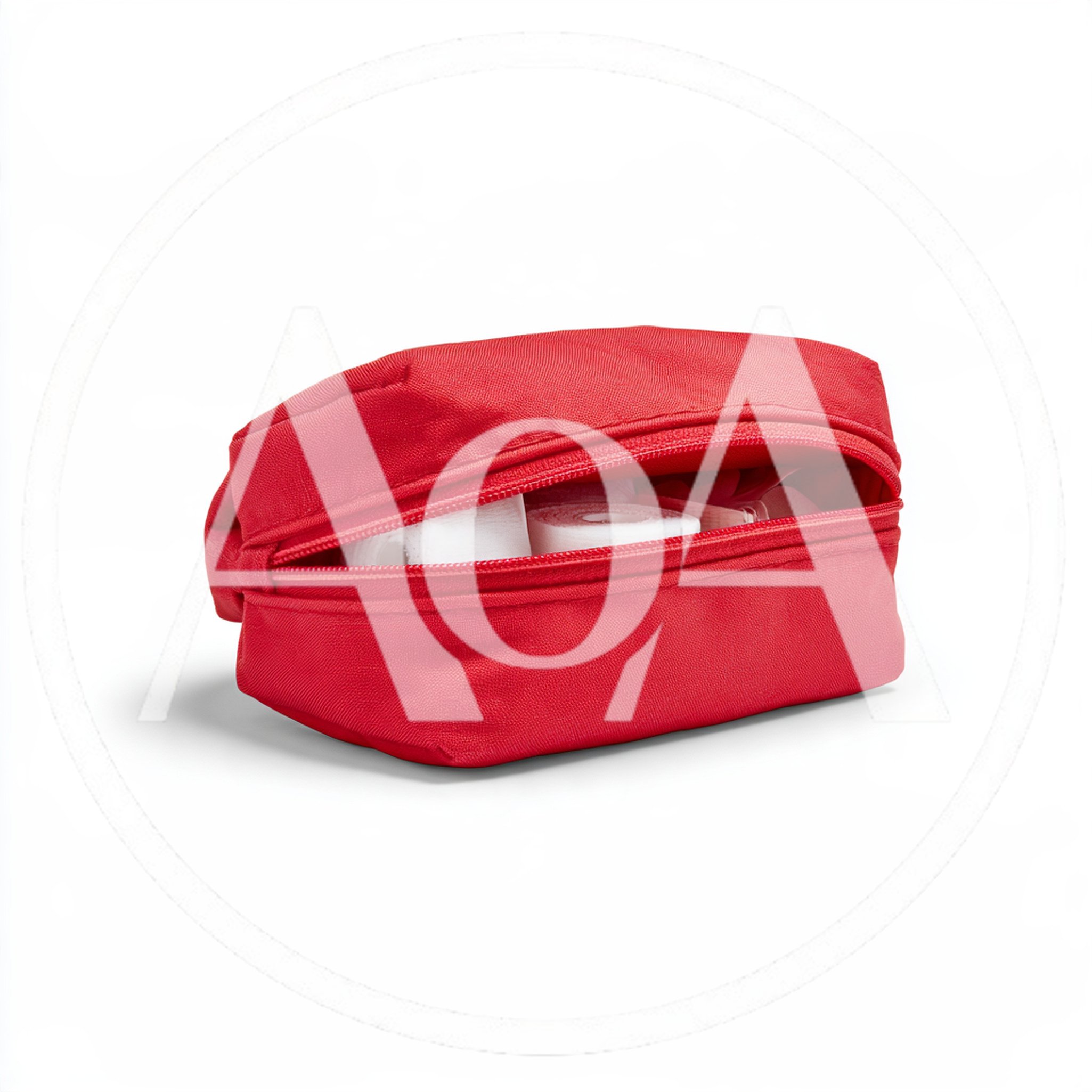 Red First Aid Kit Bag With Medical Supplies
