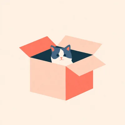 Cute Cat Sitting Inside A Cardboard Box
