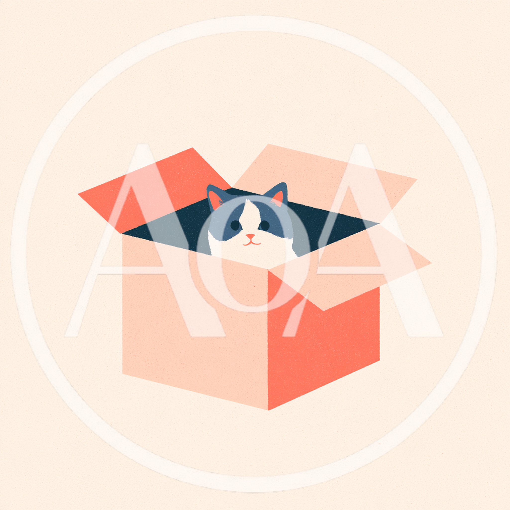Cute Cat Sitting Inside A Cardboard Box