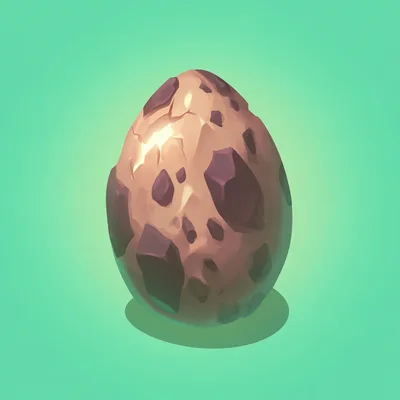 Spotted Dinosaur Egg On A Solid Green Background