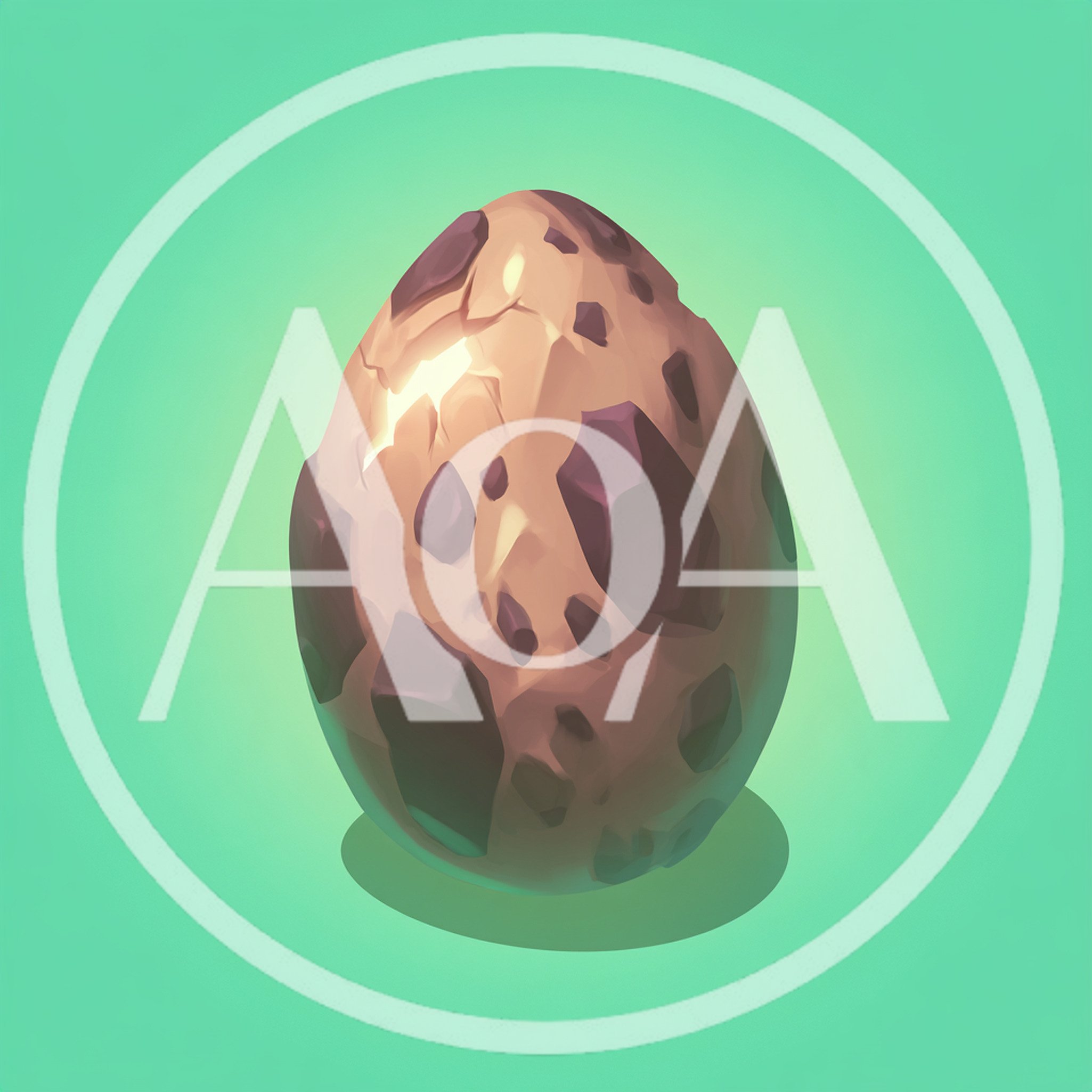 Spotted Dinosaur Egg On A Solid Green Background