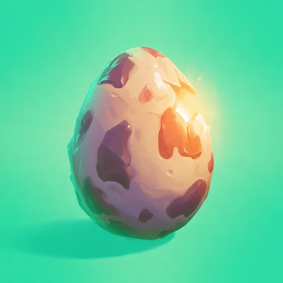 Glowing Cracked Dinosaur Egg On Green Background