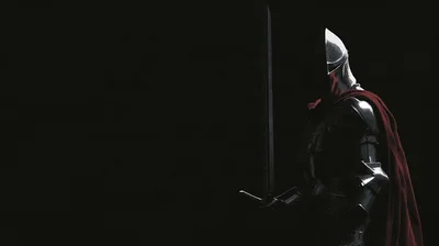 Knight In Shining Armor Holding A Longsword