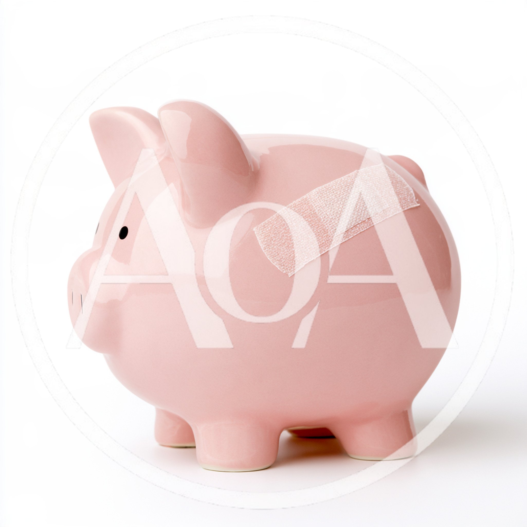 Pink Piggy Bank With Adhesive Bandage