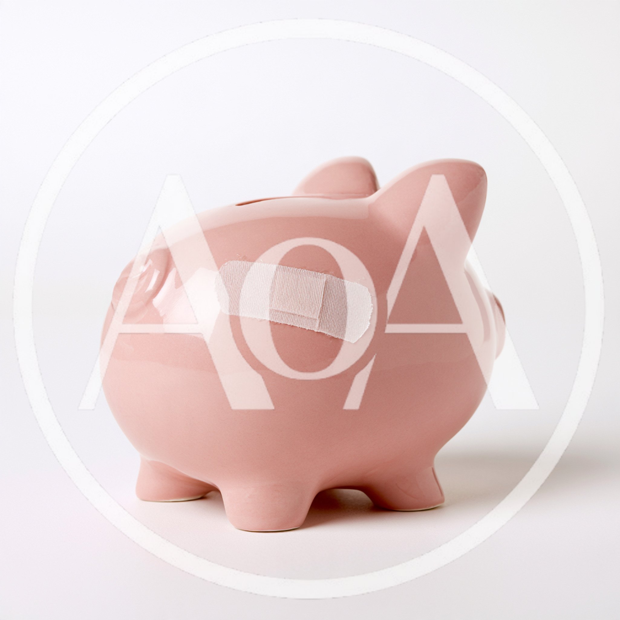 Pink Piggy Bank With Adhesive Bandage