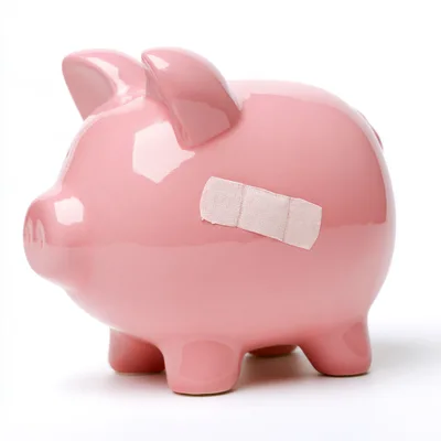 Pink Piggy Bank With Adhesive Bandage
