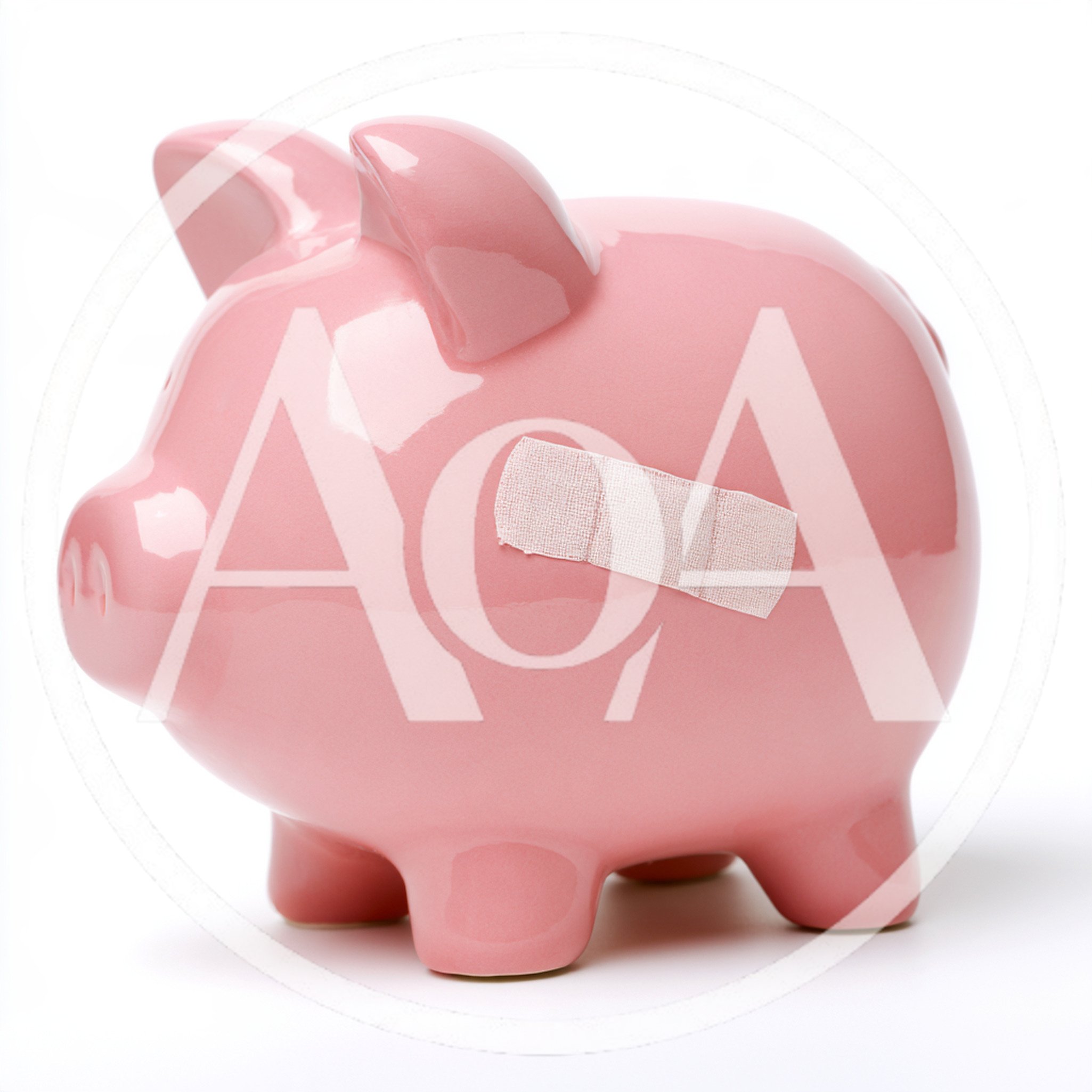 Pink Piggy Bank With Adhesive Bandage