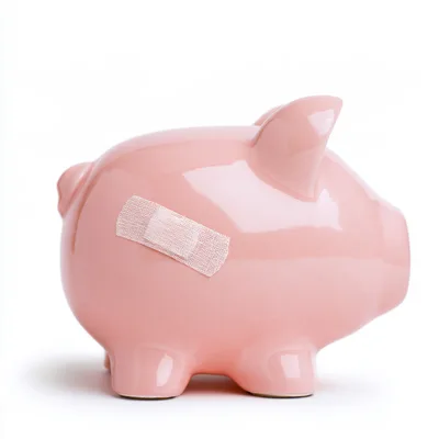 Pink Piggy Bank With Adhesive Bandage