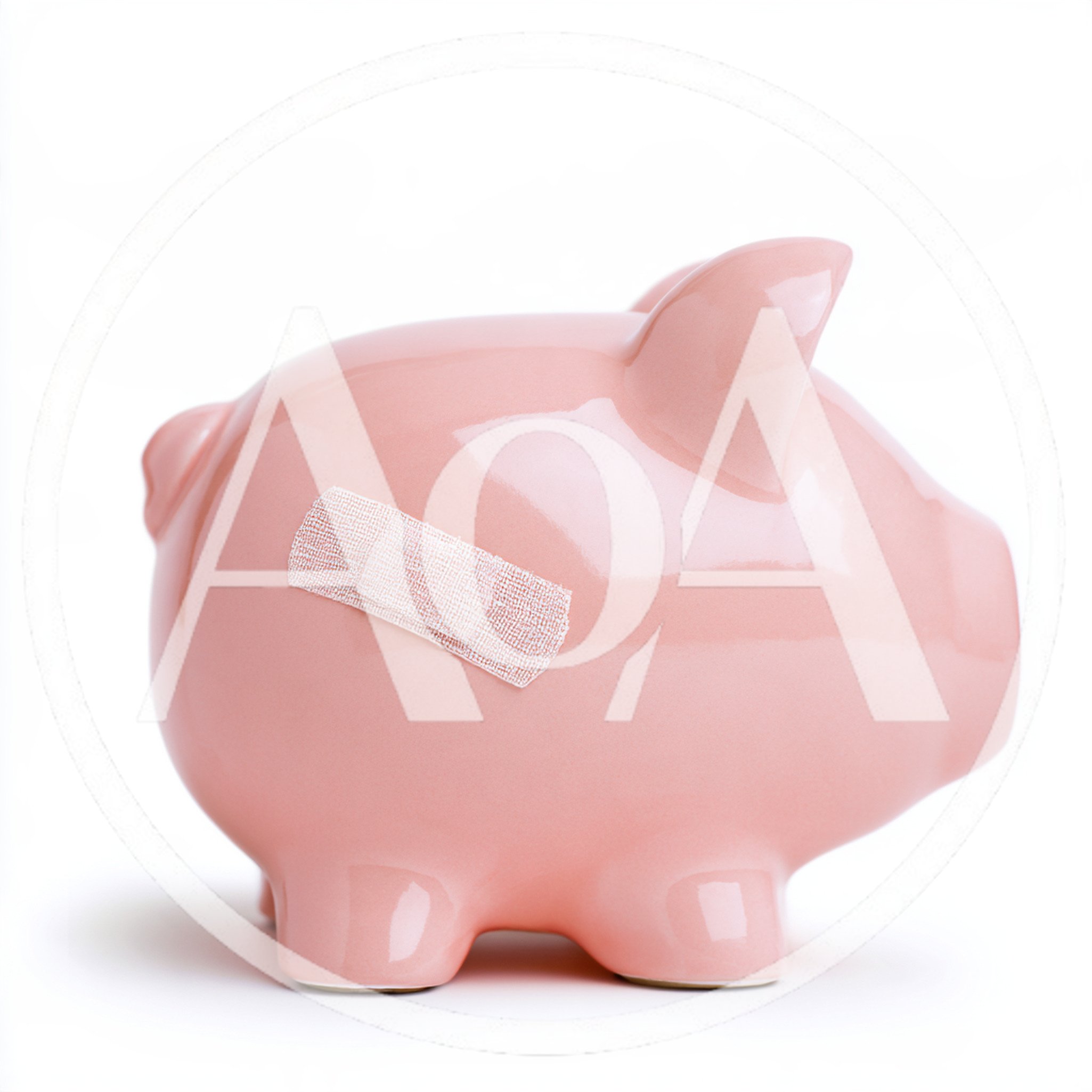Pink Piggy Bank With Adhesive Bandage