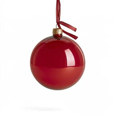 Red Christmas Ornament Hanging With Ribbon