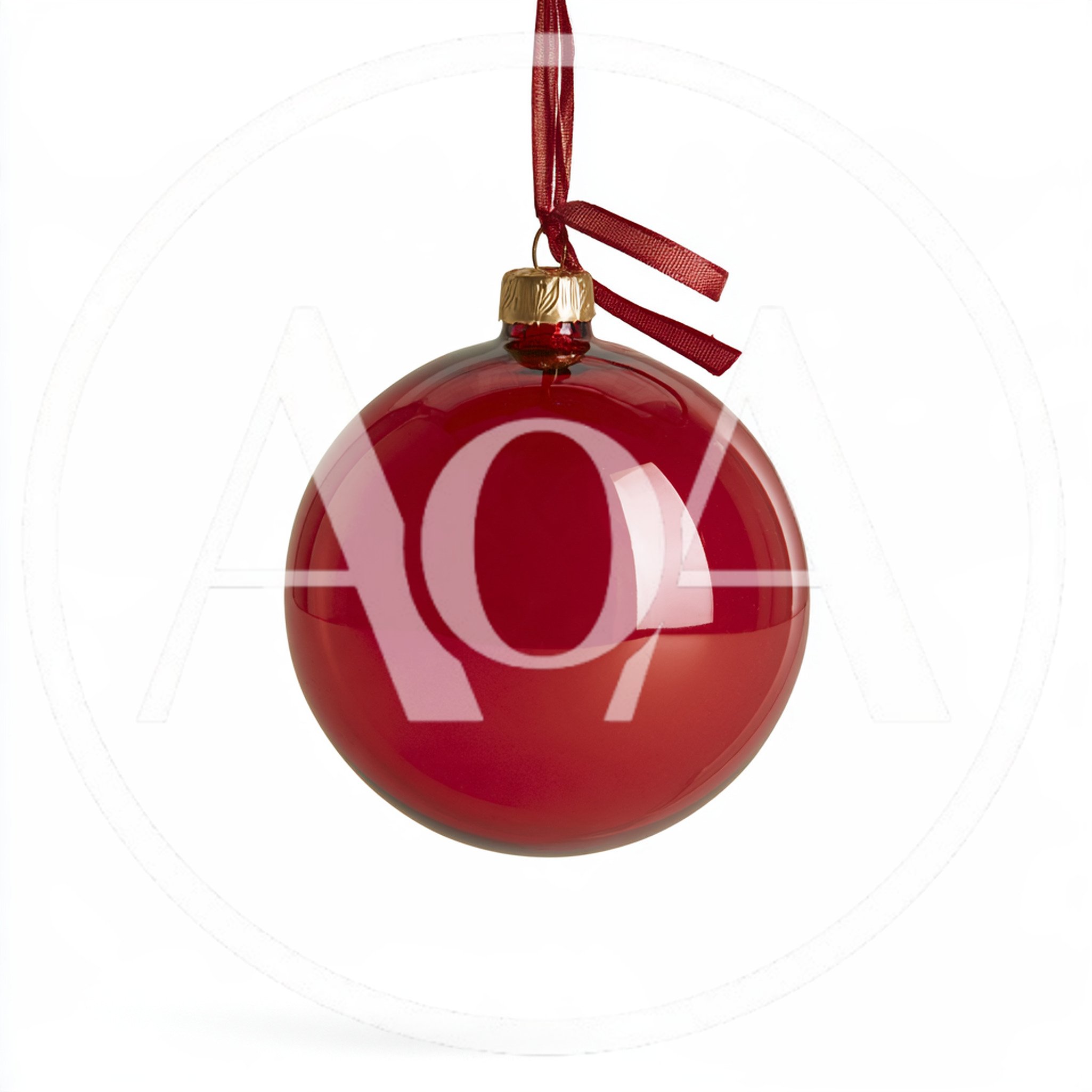 Red Christmas Ornament Hanging With Ribbon