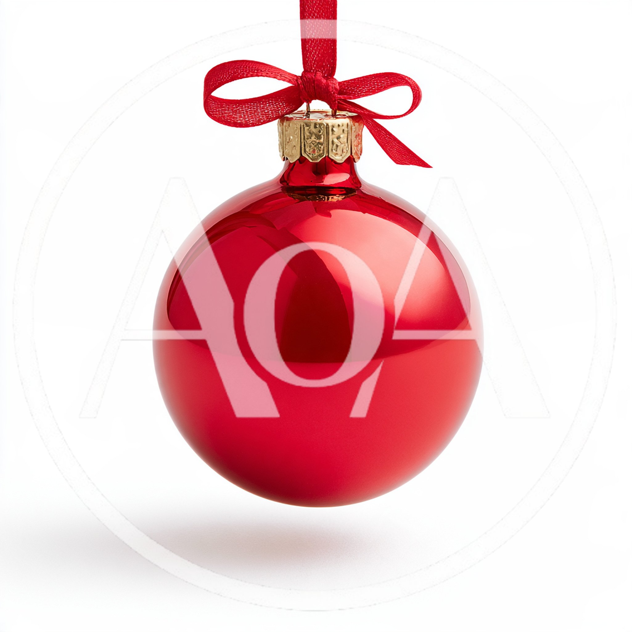 Red Christmas Ornament Hanging With Ribbon Bow