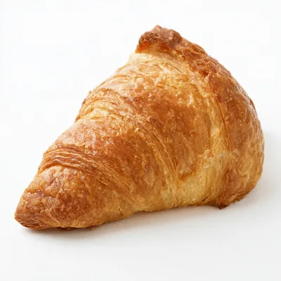Fresh Golden Brown Buttery Croissant On White Background