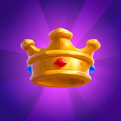 Golden Royal Crown With Red And Blue Gemstones