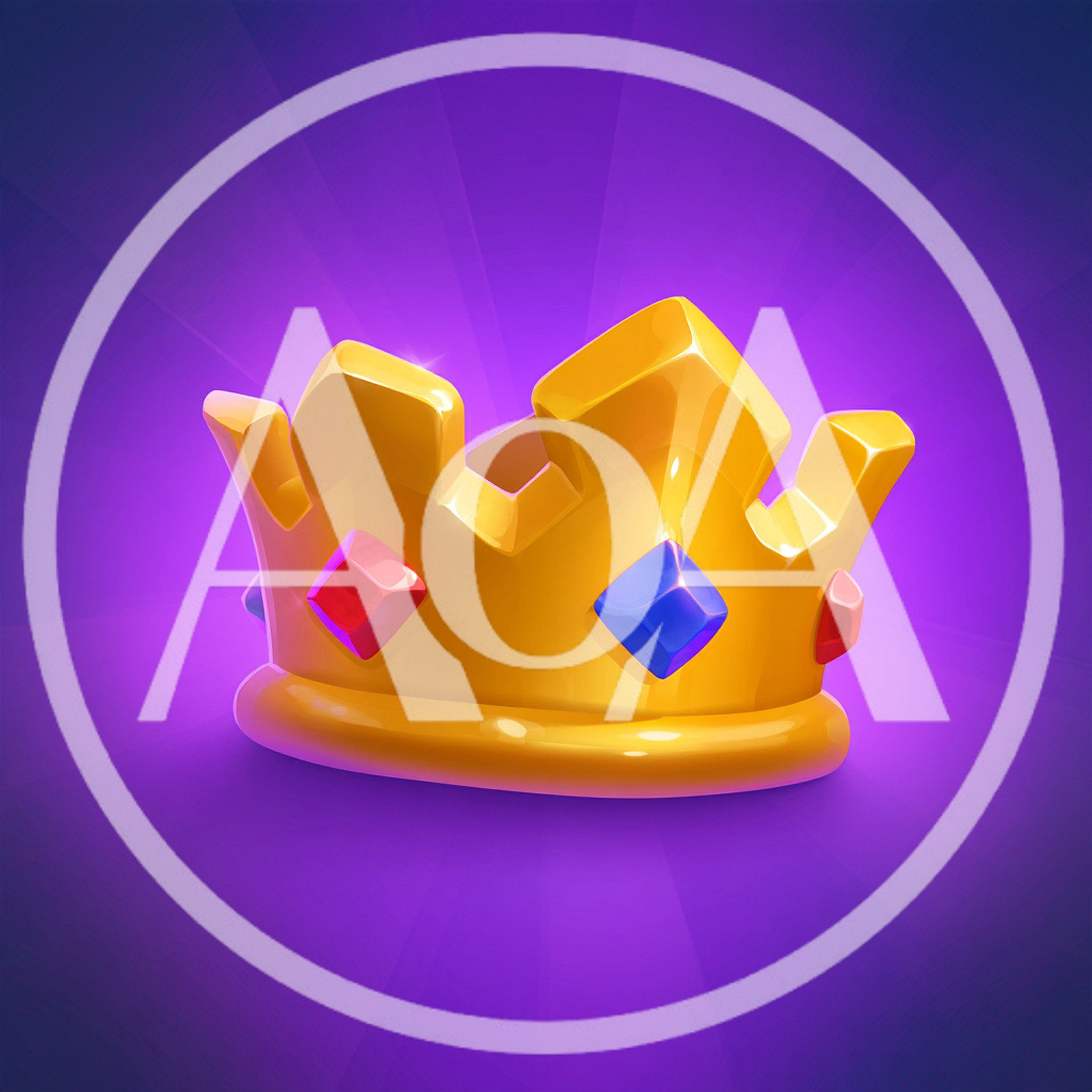 Golden Crown With Gemstones On Purple Background