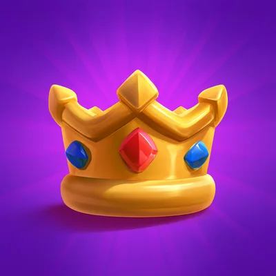 Golden Crown With Gemstones On Purple Background