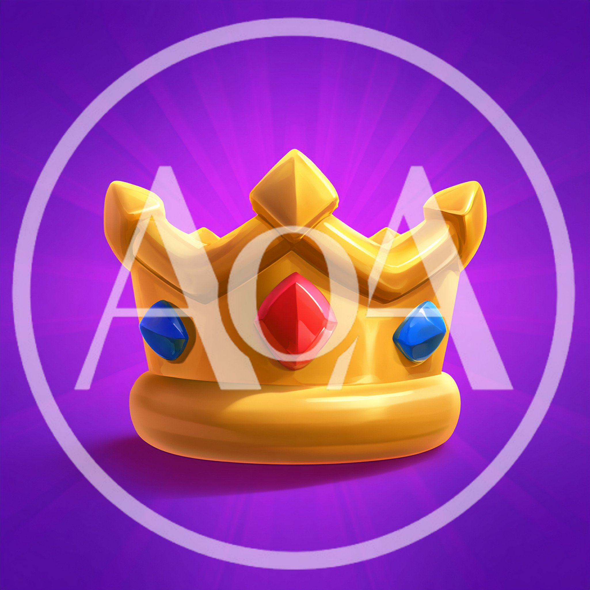 Golden Crown With Gemstones On Purple Background