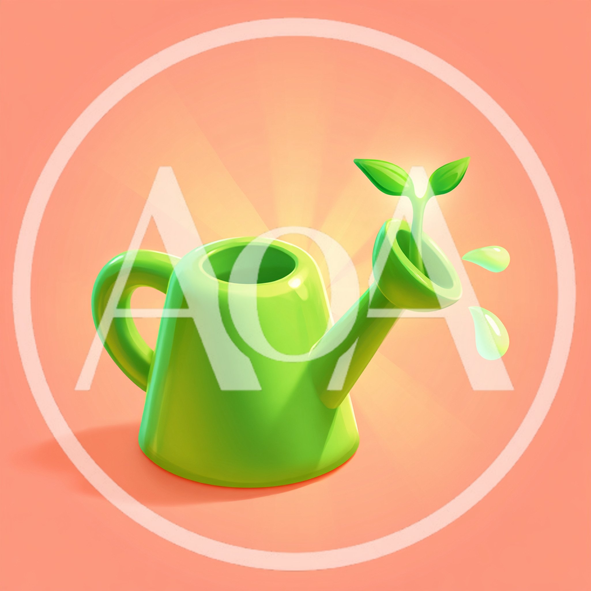 Green Watering Can With Sprouting Plant Illustration