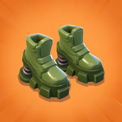 Green Platform Spring Boots On Orange Background