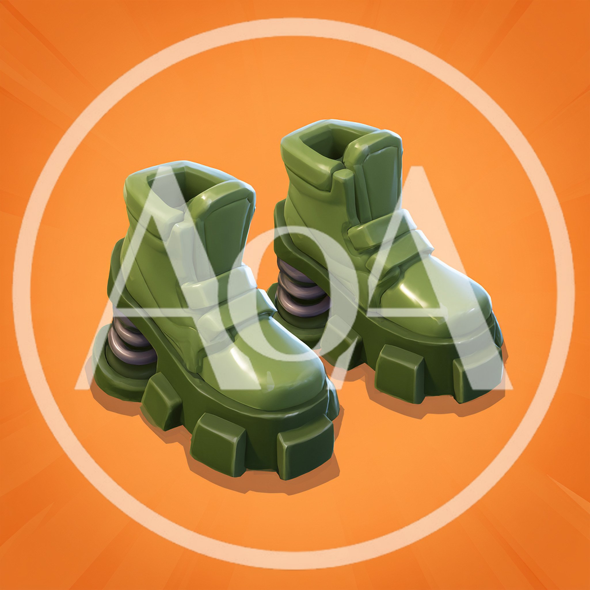 Green Platform Spring Boots On Orange Background