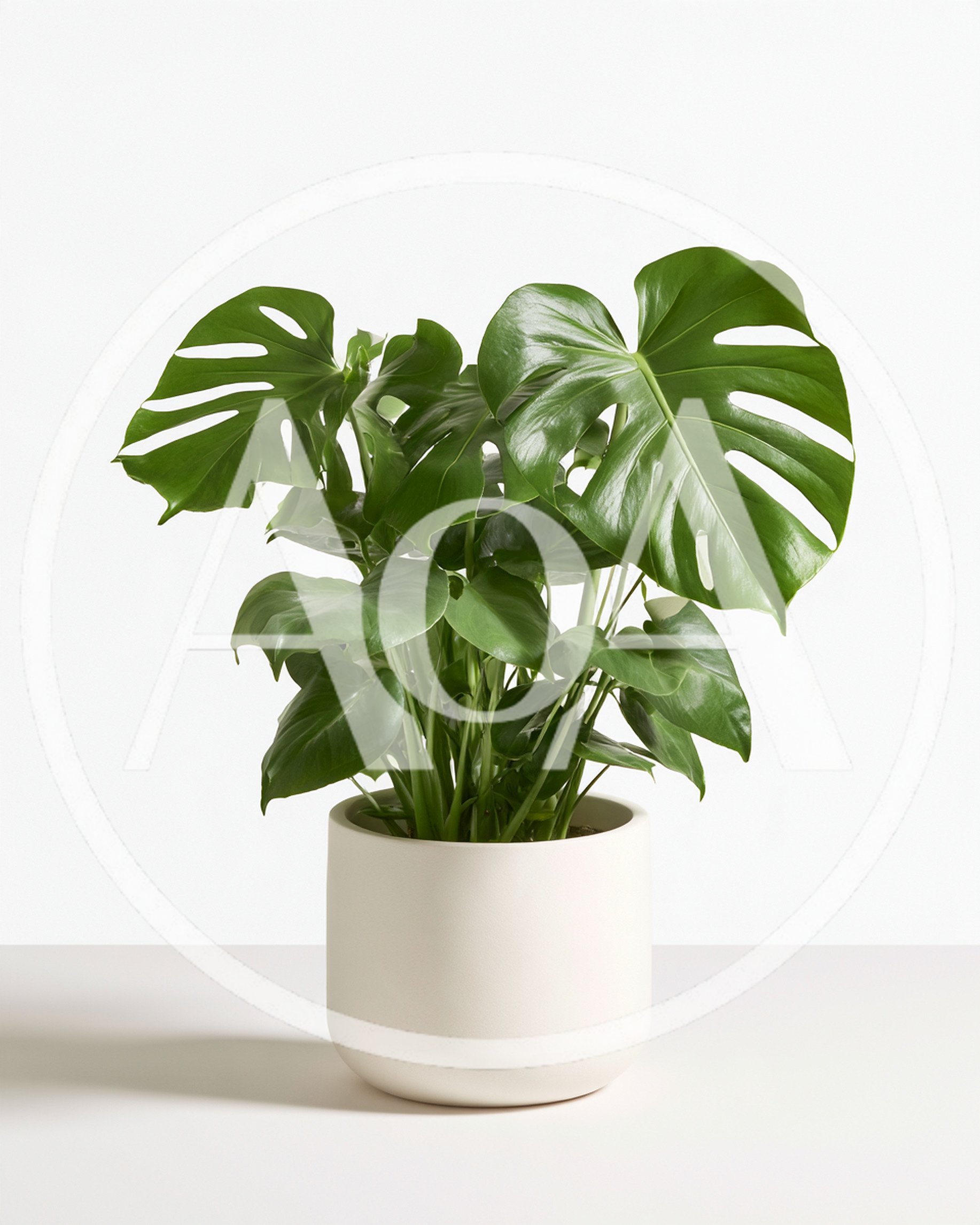 Potted Monstera Deliciosa Plant On White Background